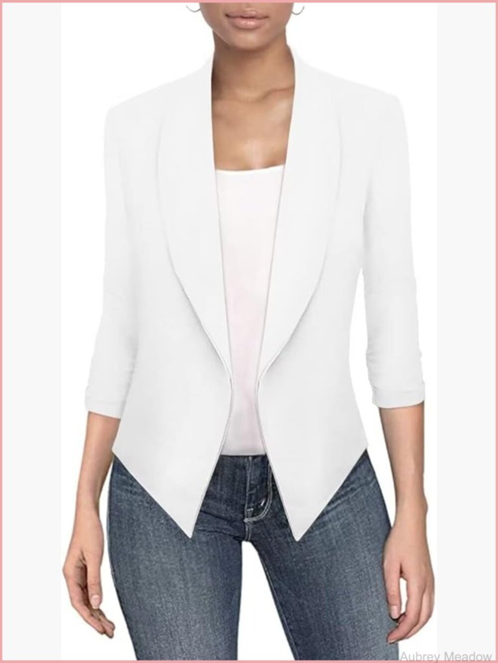 Women's Open Front Nylon Ponte Roma Blazer Jacket - Modern - Picture 1 of 5